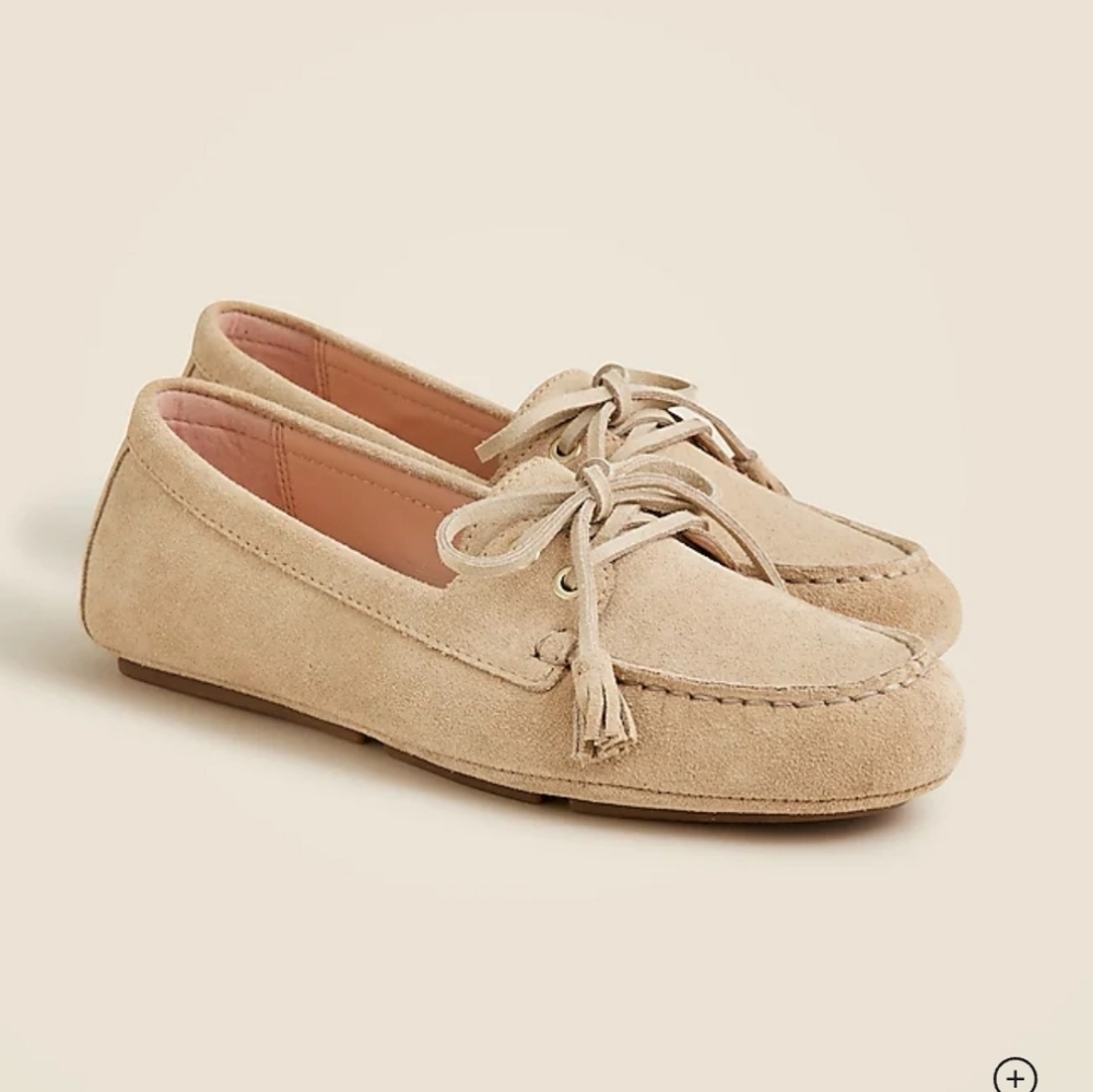 J Crew Tan Suede Moccasin Driving Loafer Boat Shoe - 10 - Picture 2 of 16